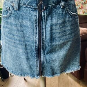 We the Free Denim Zip Front Mini Skirt